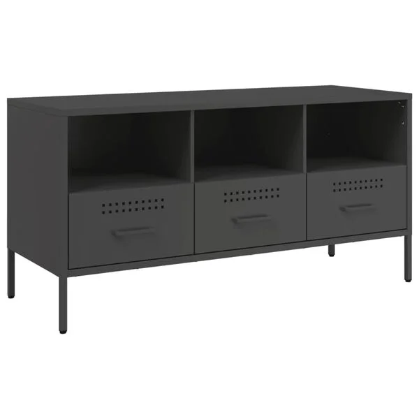 vidaXL TV-Schrank Schwarz 100, 5x39x50, 5 cm Stahl