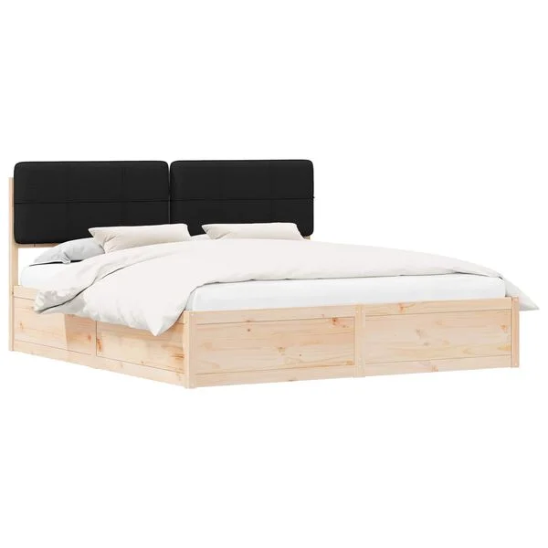 vidaXL Bettgestell mit gepolstertem Kopfteil Schwarz 200 x 200 cm