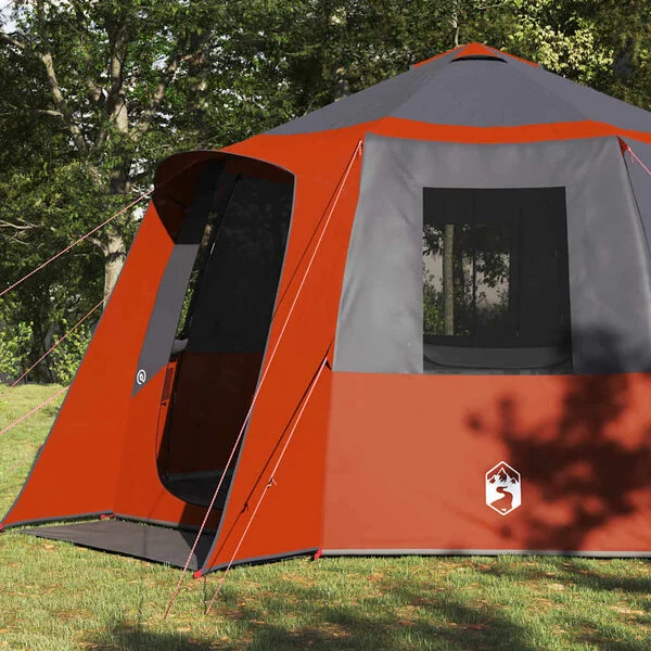 vidaXL Kabine Zelt 12-Personen 10 Personen Grau und Orange