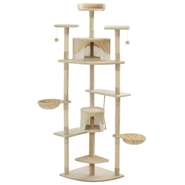 vidaXL Katzen-Kratzbaum Sisal 203 cm Beige und Weiß
