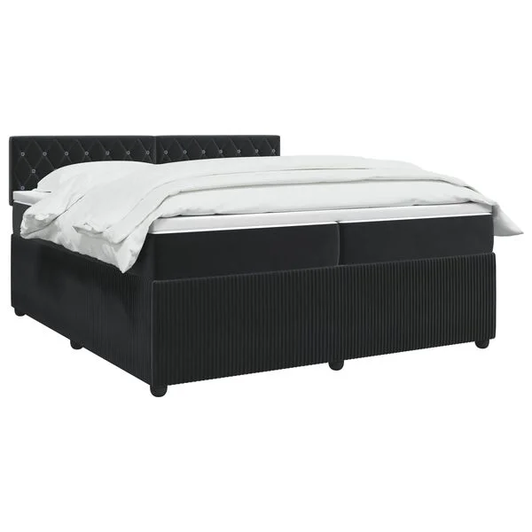 vidaXL Boxspringbett mit Matratze Schwarz 200 x 200 cm Samt