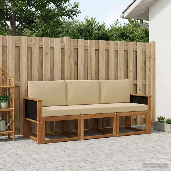 vidaXL Outdoor-Sofagarnitur 3 stk. Natur