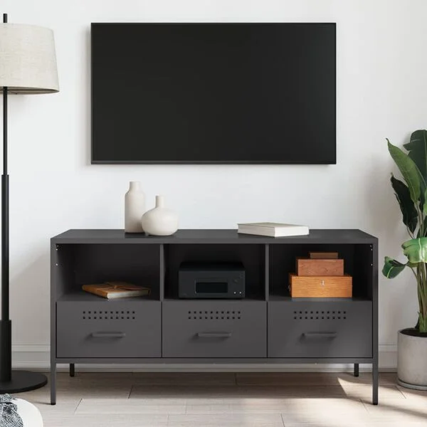 vidaXL TV-Schrank Schwarz 100, 5x39x50, 5 cm Stahl