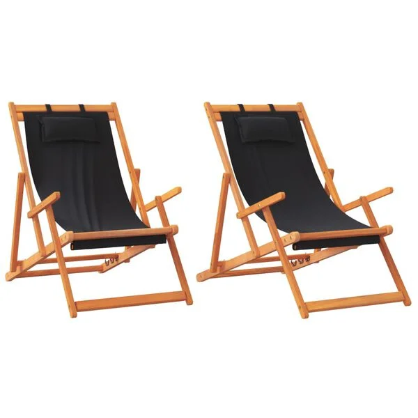 vidaXL Klappstühle, 2 Stück, schwarzer Stoff