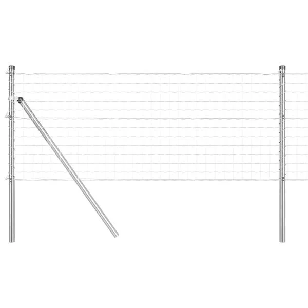 vidaXL Bodenmontierter Euro-Zaun 25 x 0, 4 m Verzinkter Stahl Silber