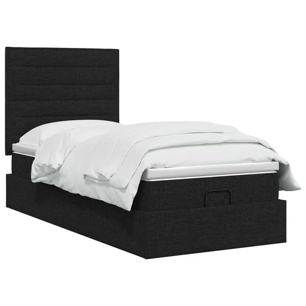 vidaXL Ottoman-Bett mit Matratze und LED Schwarz 80 x 200 cm Stoff