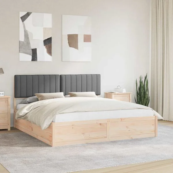 vidaXL Bettgestell mit gepolstertem Kopfteil Dunkelgrau 180 x 200 cm