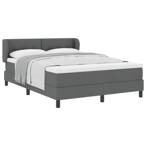 vidaXL Boxspringbett mit Kopfteil Dunkelgrau 140 x 200 cm Stoff