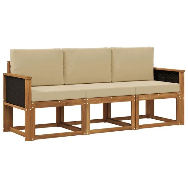 vidaXL Outdoor-Sofagarnitur 3 stk. Natur