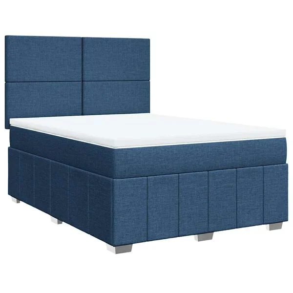 vidaXL Boxspringbett mit Matratze Blau 140x190 cm Stoff