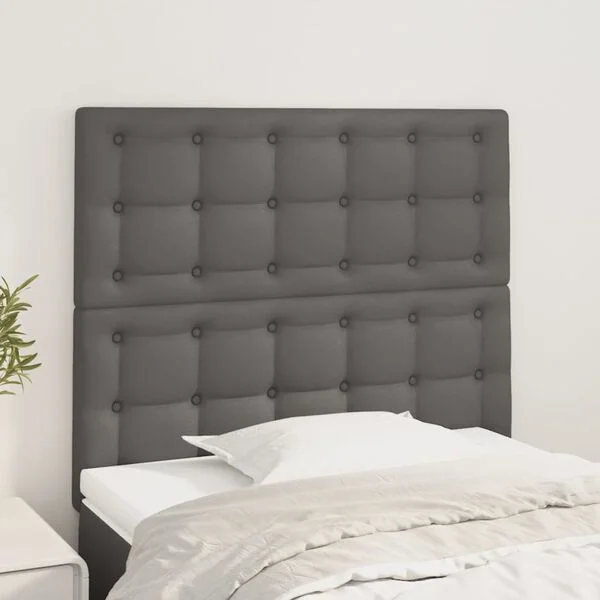 vidaXL Kopfteil Grau 80x5x118/128 cm Kunstleder