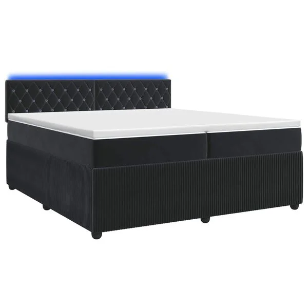 vidaXL Boxspringbett mit Matratze Schwarz 200 x 200 cm Samt