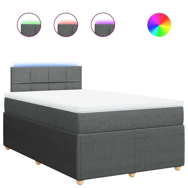 vidaXL Boxspringbett mit Matratze Dunkelgrau 120x200 cm Stoff