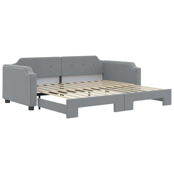 vidaXL Tagesbett Ausziehbar Hellgrau 100x200 cm Stoff